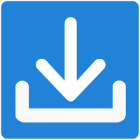 Arrow down on blue background icon